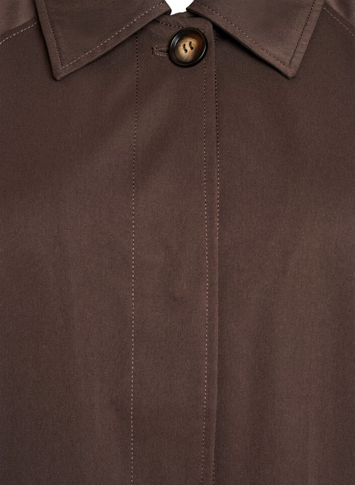 Short trench coat with collar and raglan sleeves, Brown, Packshot image number 2