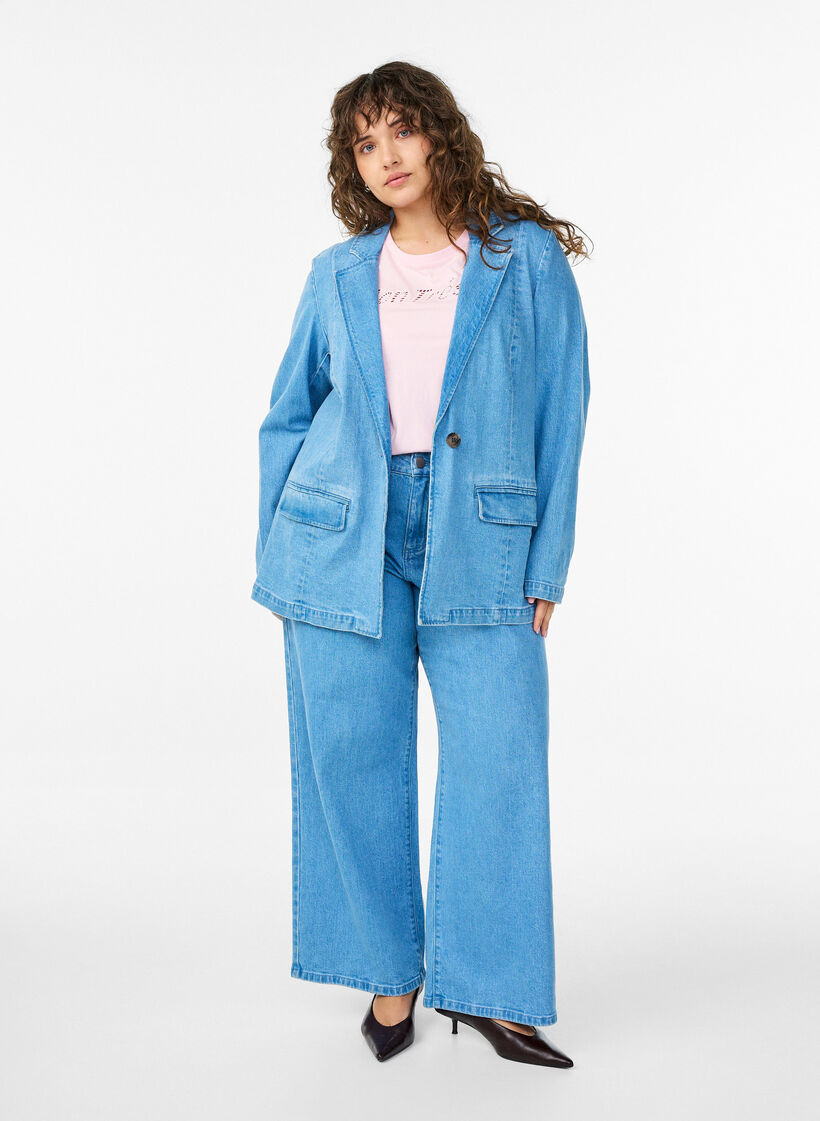 Denim blazer with pockets, Light Blue, Model image number 1