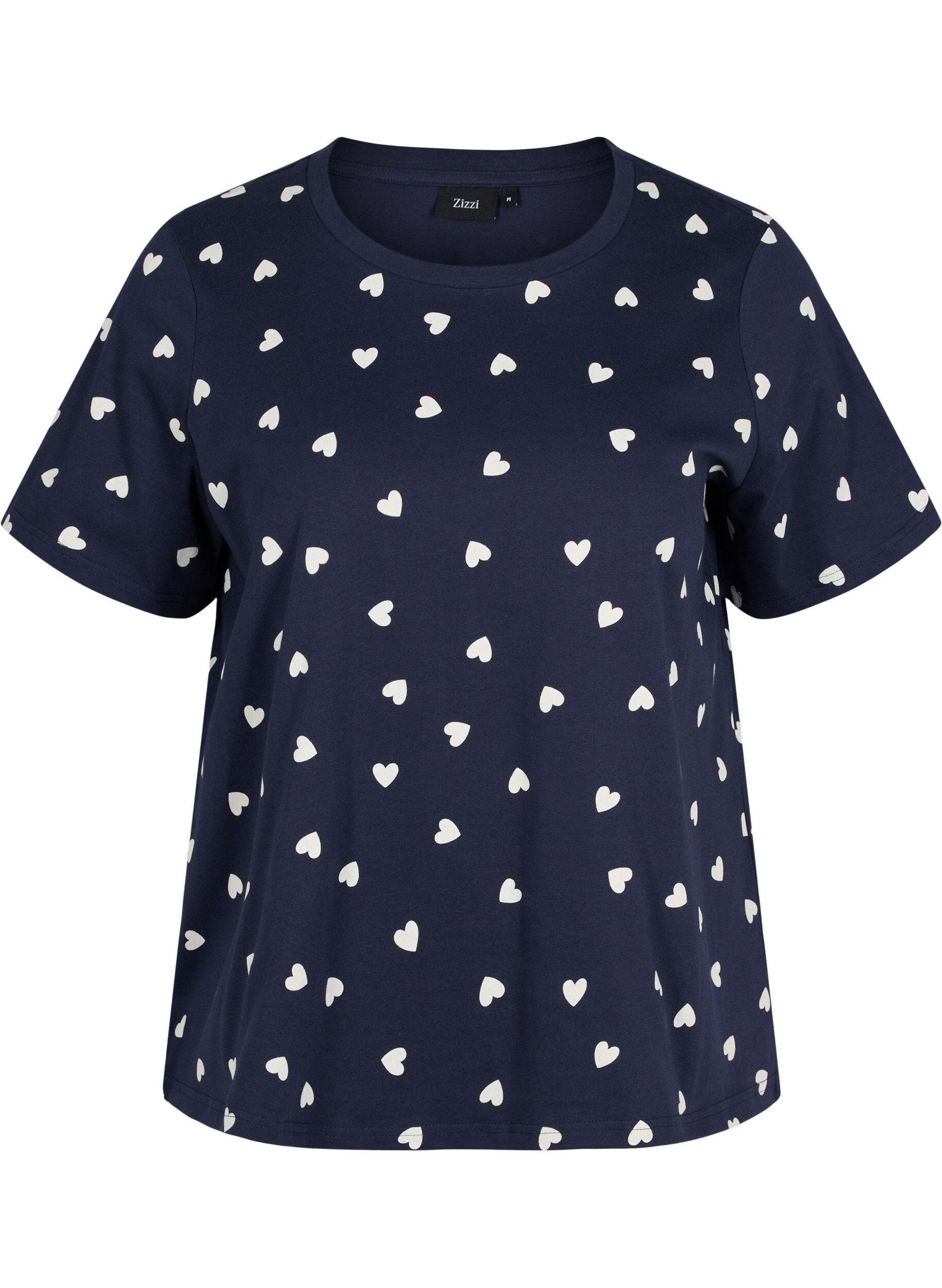 Zizzifashion Short sleeved pyjama t-shirt in cotton, Navy Blazer AOP, Packshot image number 0