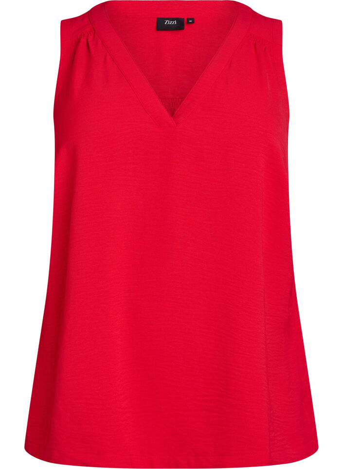 Sleeveless top with wrinkle details, Red, Packshot image number 0