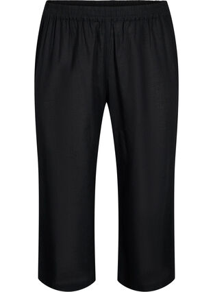 7/8 trousers in cotton blend with linen, Black, Packshot image number 0