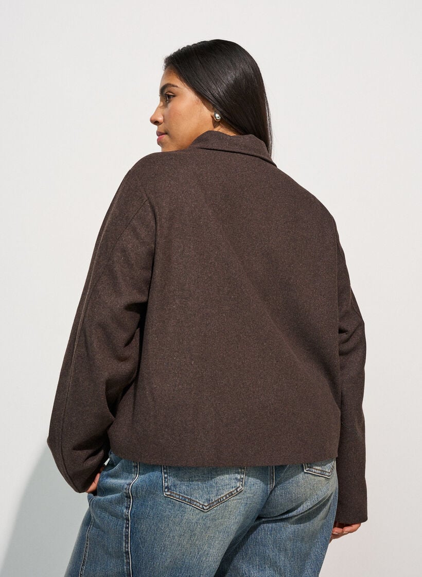 Short jacket with shirt collar and zip, Brown, Model image number 2