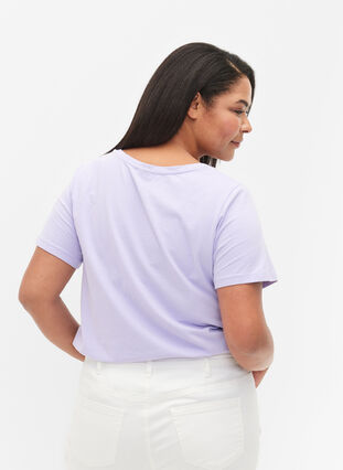 Basic plain cotton t-shirt, Lavender, Model image number 1