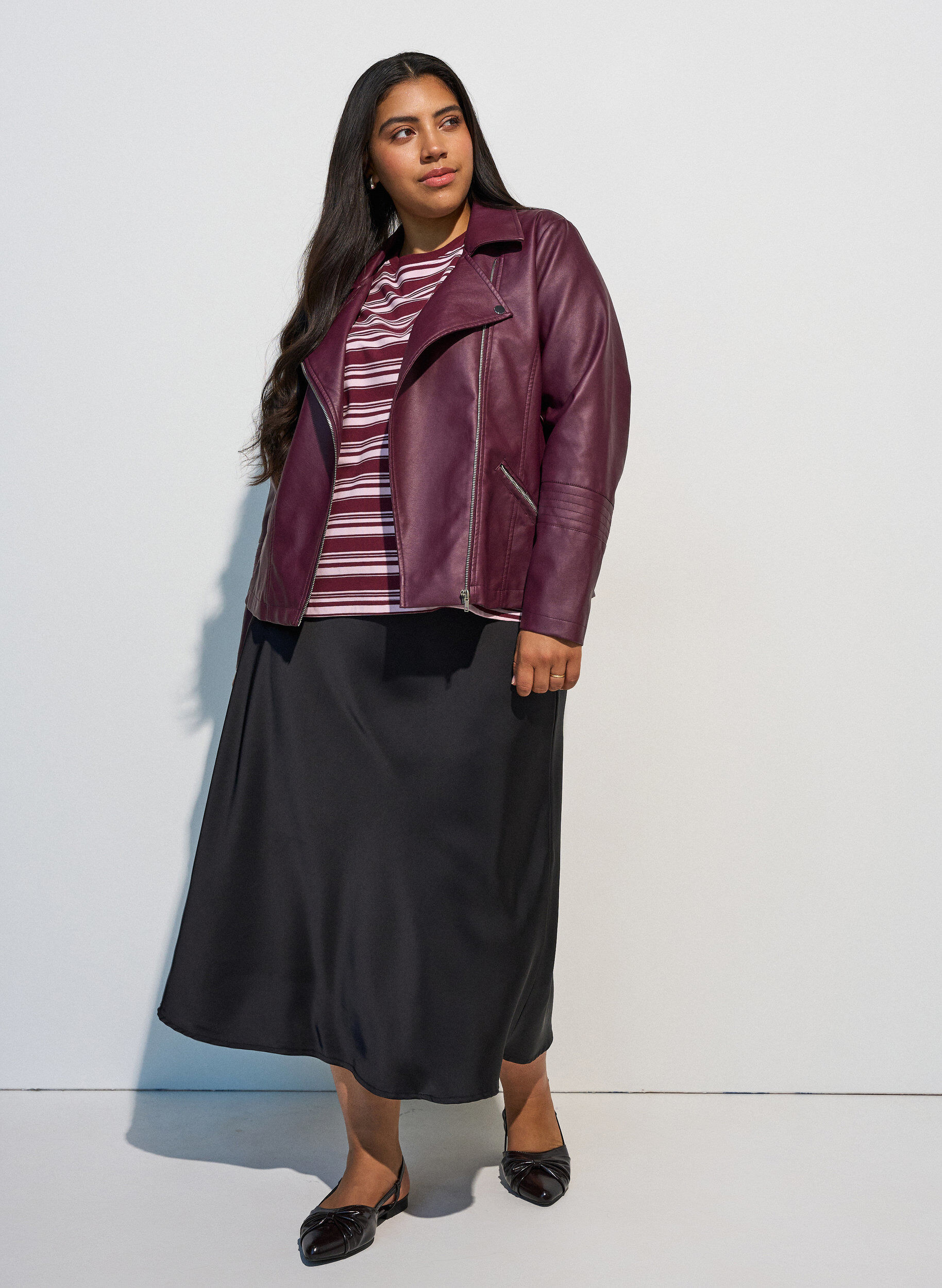 ZizzifashionFaux leather biker jacket, Red, Model image number 1