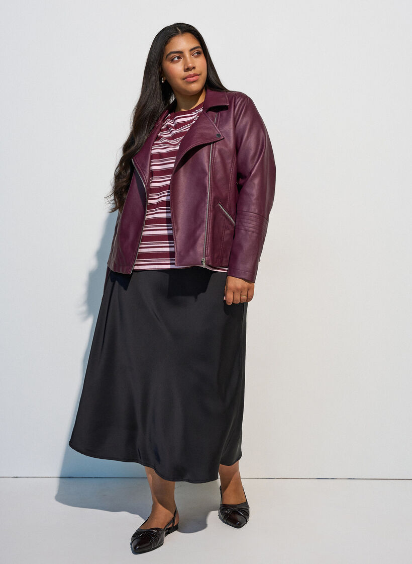 Faux leather biker jacket, Red, Model image number 1