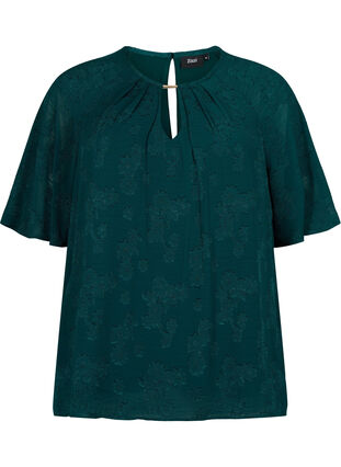 Short-sleeved blouse with structure, Ponderosa Pine, Packshot image number 0