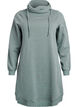 Short sweatshirt dress with high collar and pockets, Green, Packshot image number 0