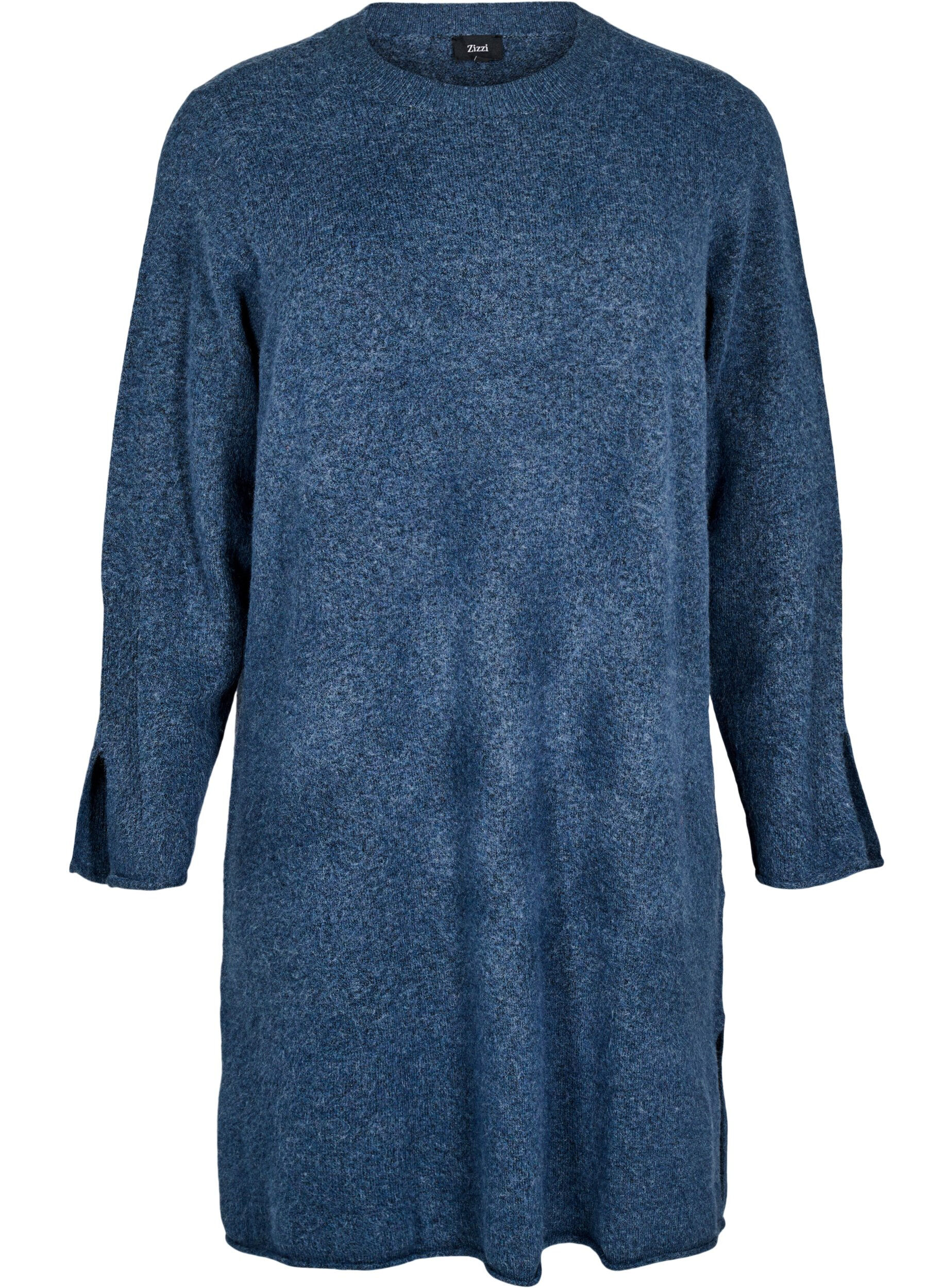 Zizzifashion Knitted dress with slits, Bering Sea Mel., Packshot image number 0
