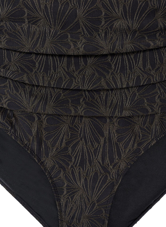 High-waisted bikini bottoms with a structured pattern, Dark Grey, Packshot image number 2