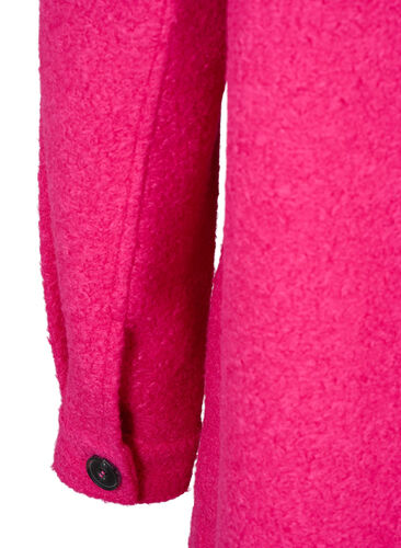 Long shirt jacket in bouclé look, Fuchsia Red, Packshot image number 4