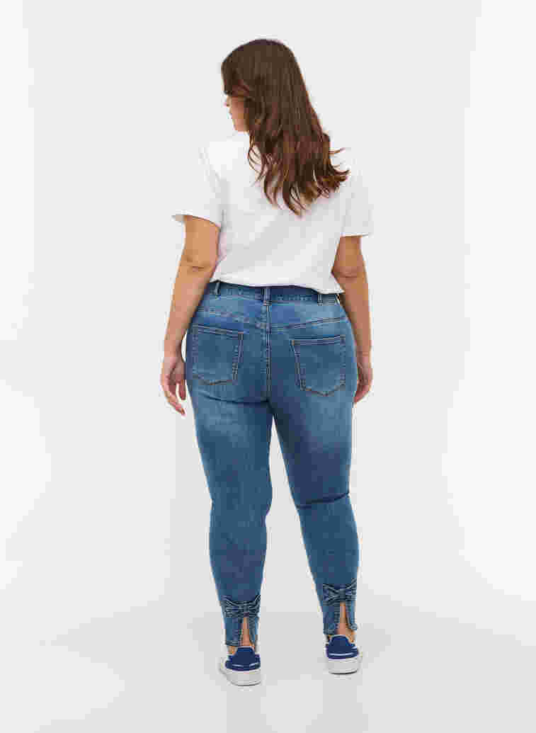 Cropped Amy jeans with a high waist and bows, Blue denim, Model image number 1