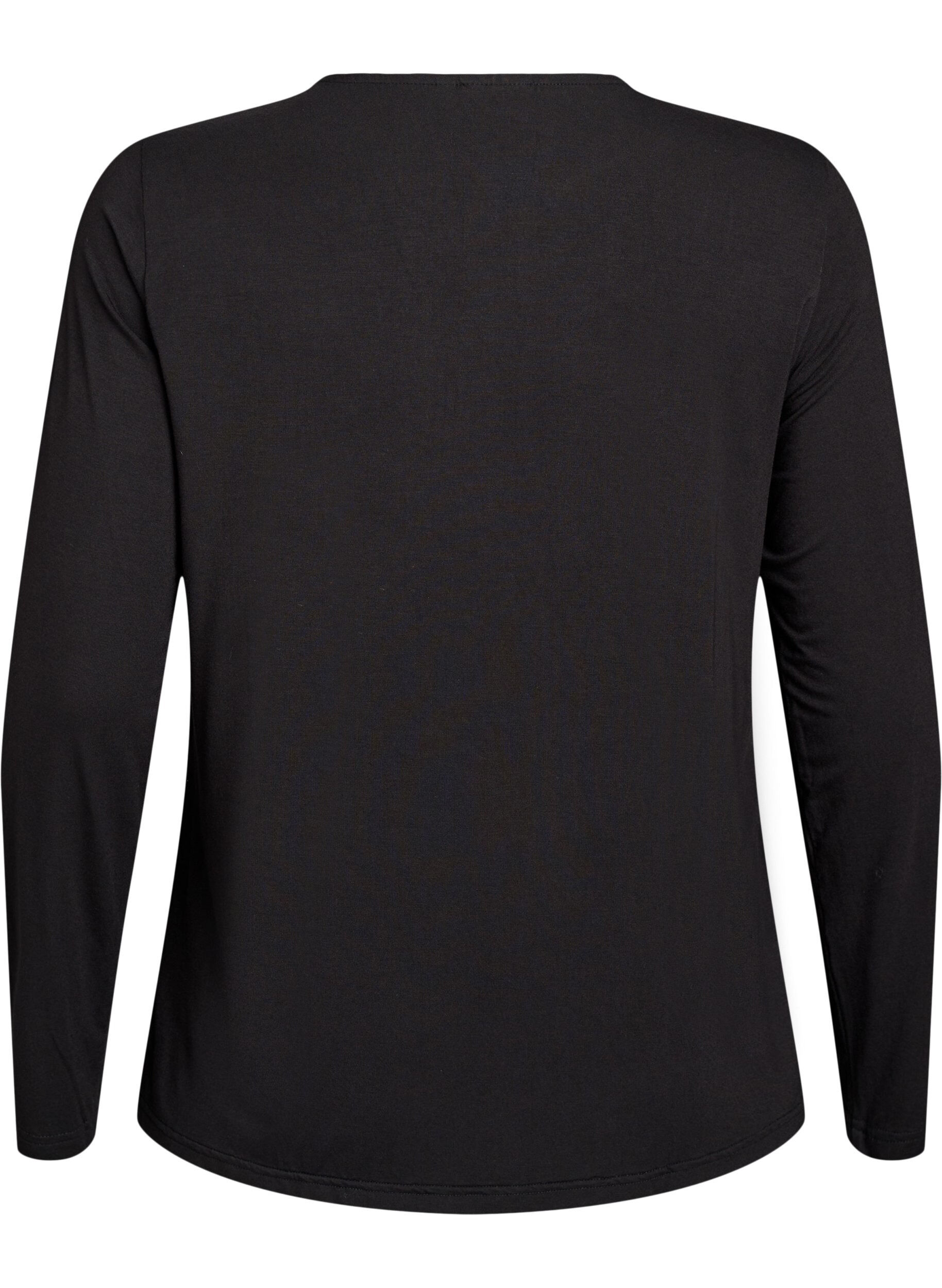 Zizzifashion Solid coloured blouse with long sleeves, Black, Packshot image number 1