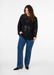 Knitted blouse with lace pattern, Black, Model image number 2