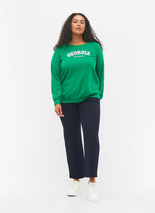 Cotton sweatshirt with text print, Jolly Green, Model image number 2