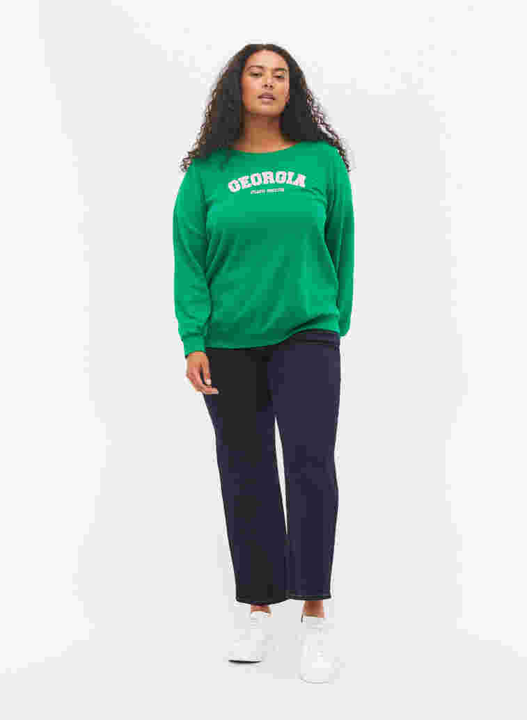 Cotton sweatshirt with text print, Jolly Green, Model image number 2