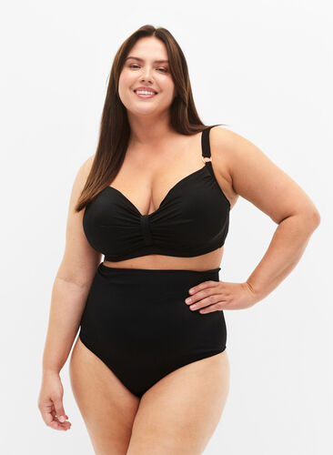 Bikini bottoms with high waist, Black, Model image number 0