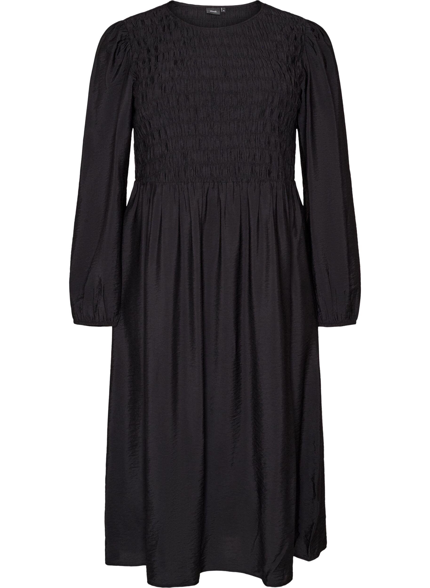 Midi dress in viscose with smocking