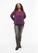 Long-sleeved blouse with lace, Deep Purple, Model image number 2