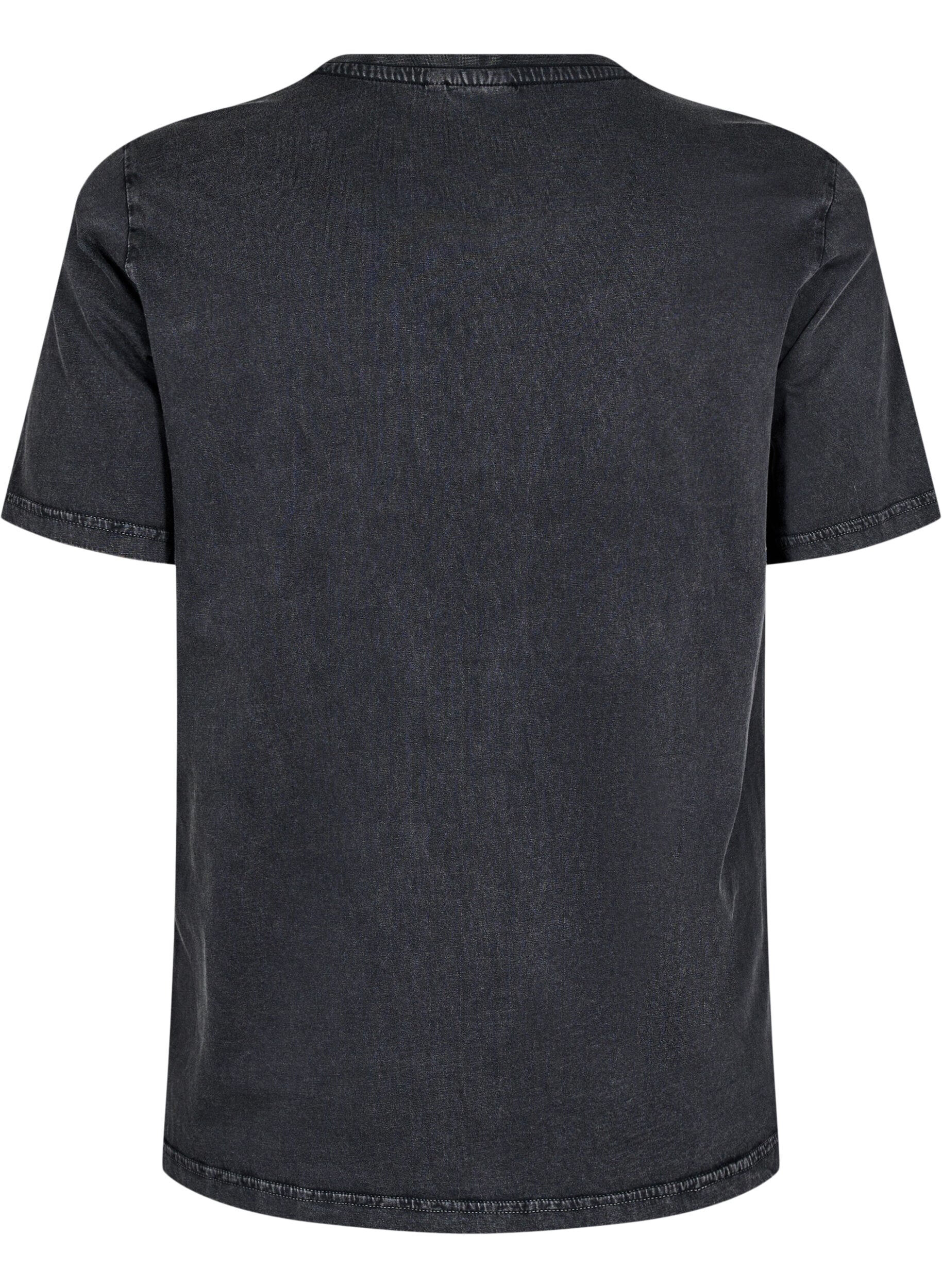 Zizzifashion T-shirt with eyelets and print, Grey Washed , Packshot image number 1