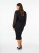 Midi mesh dress with drapes, Black, Model image number 1