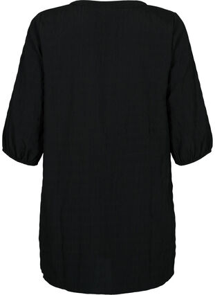 Textured tunic with 3/4 sleeves, Black, Packshot image number 1