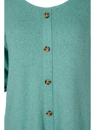 Blouse with buttons and 3/4 sleeves, Dusty Jade Green M., Packshot image number 2