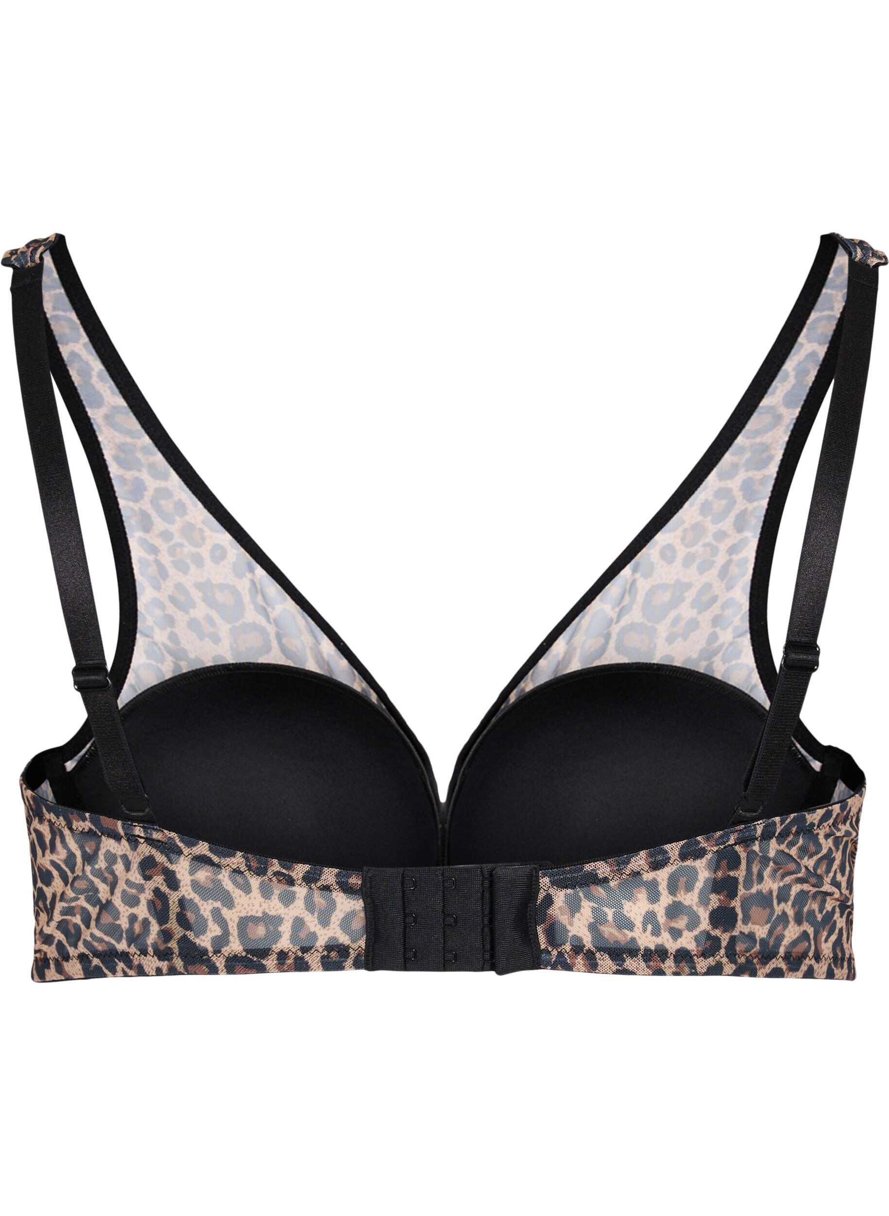 Zizzifashion Bra with removable padding, Black Leo AOP, Packshot image number 1