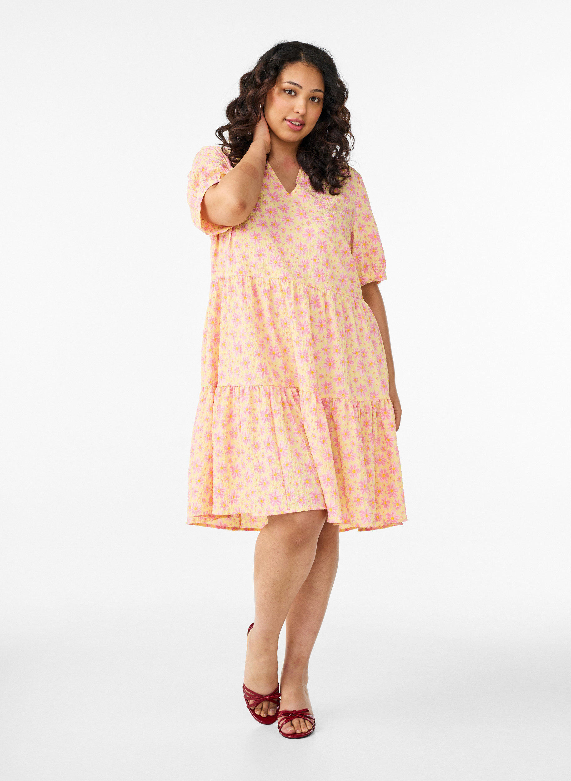 ZizzifashionShort A-line dress, Yellow, Model image number 1