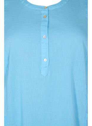Short-sleeved cotton tunic with pockets, Alaskan Blue, Packshot image number 2