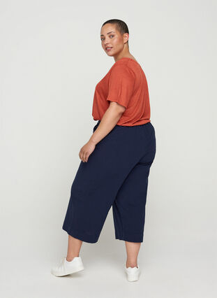Loose culotte trousers in cotton, Night Sky, Model image number 1