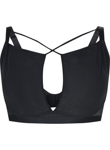 Mesh bra with string details, Black, Packshot image number 0