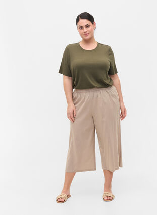 7/8 cotton blend pants with linen, Simply Taupe, Model image number 2