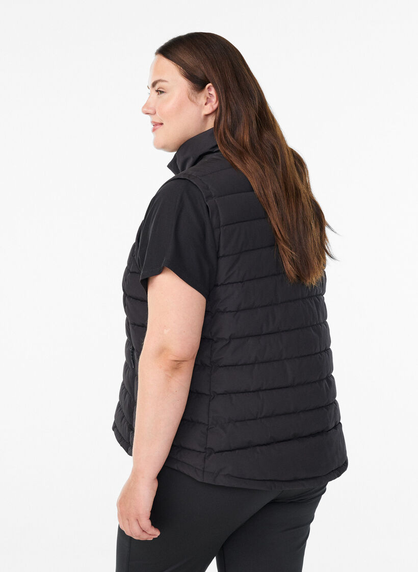 Sporty padded vest with zipper and pockets, Black, Model image number 2
