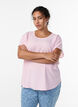 Blouse with short sleeves and a round neckline, Pink, Model image number 0