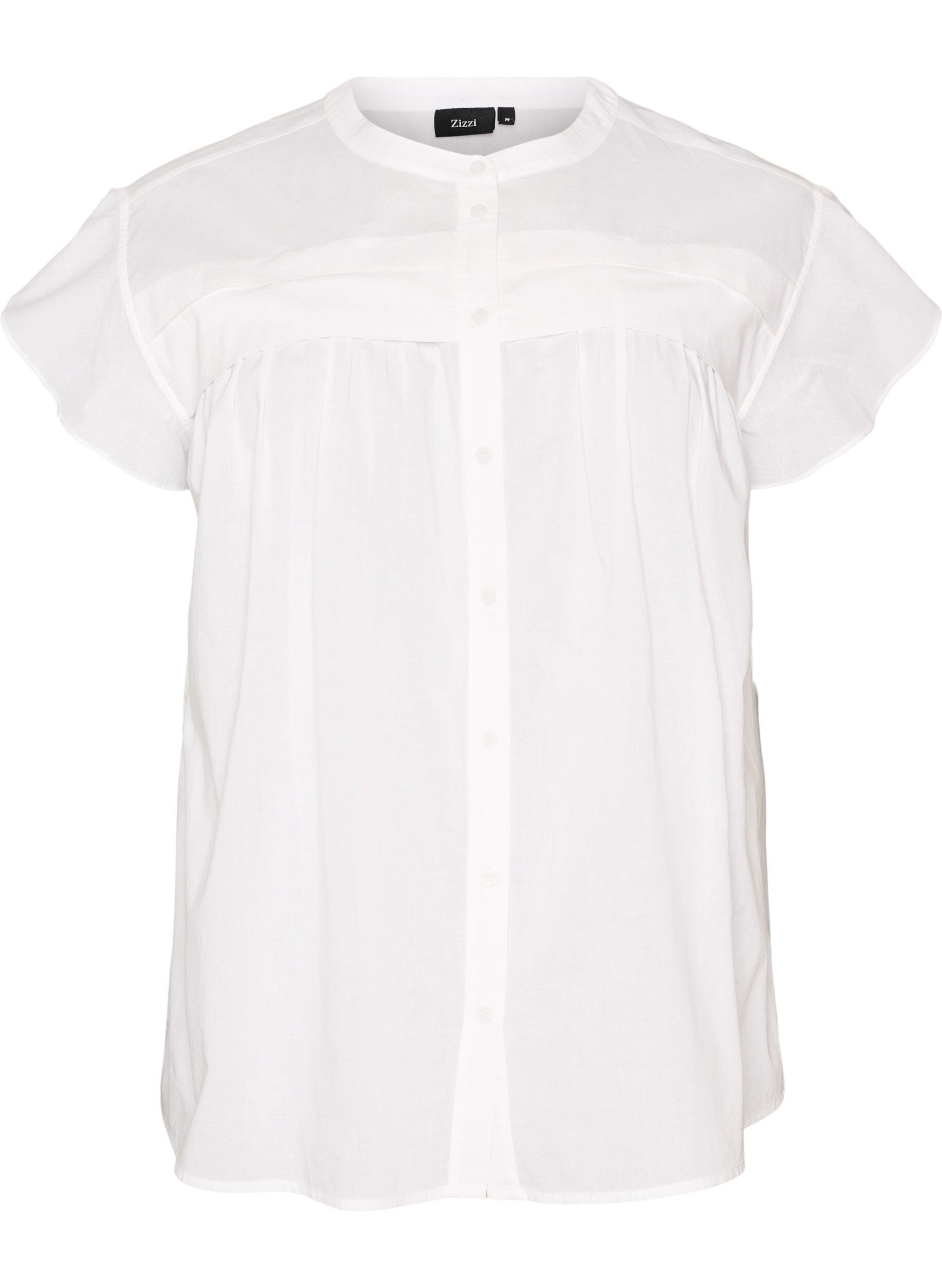 ZizzifashionSleeveless A-line cotton shirt blouse, White, Packshot image number 0