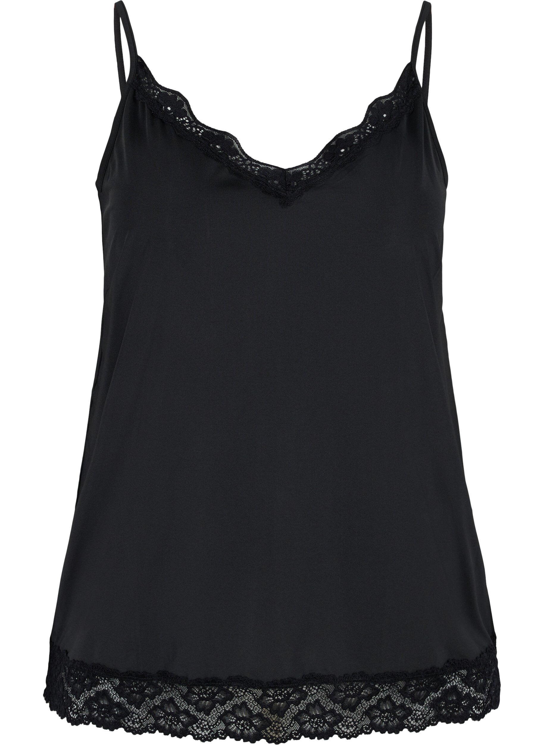 Zizzifashion Night top with lace details, Black, Packshot image number 0