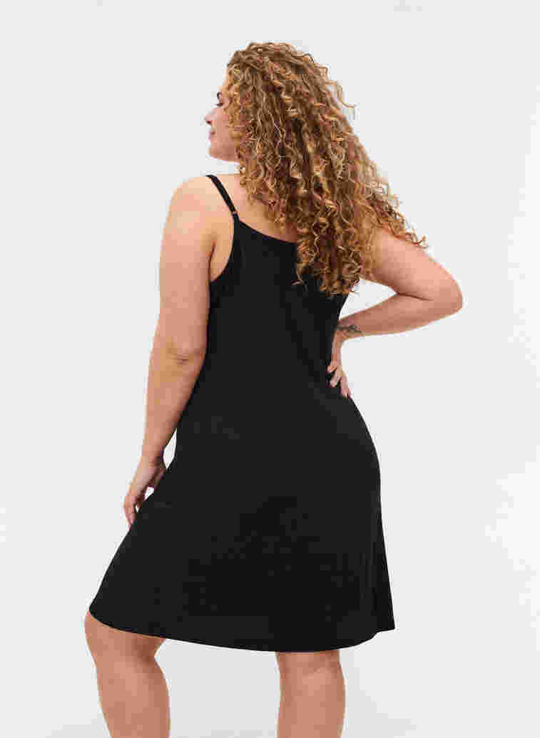 Plain-coloured slip dress in viscose, Black, Model