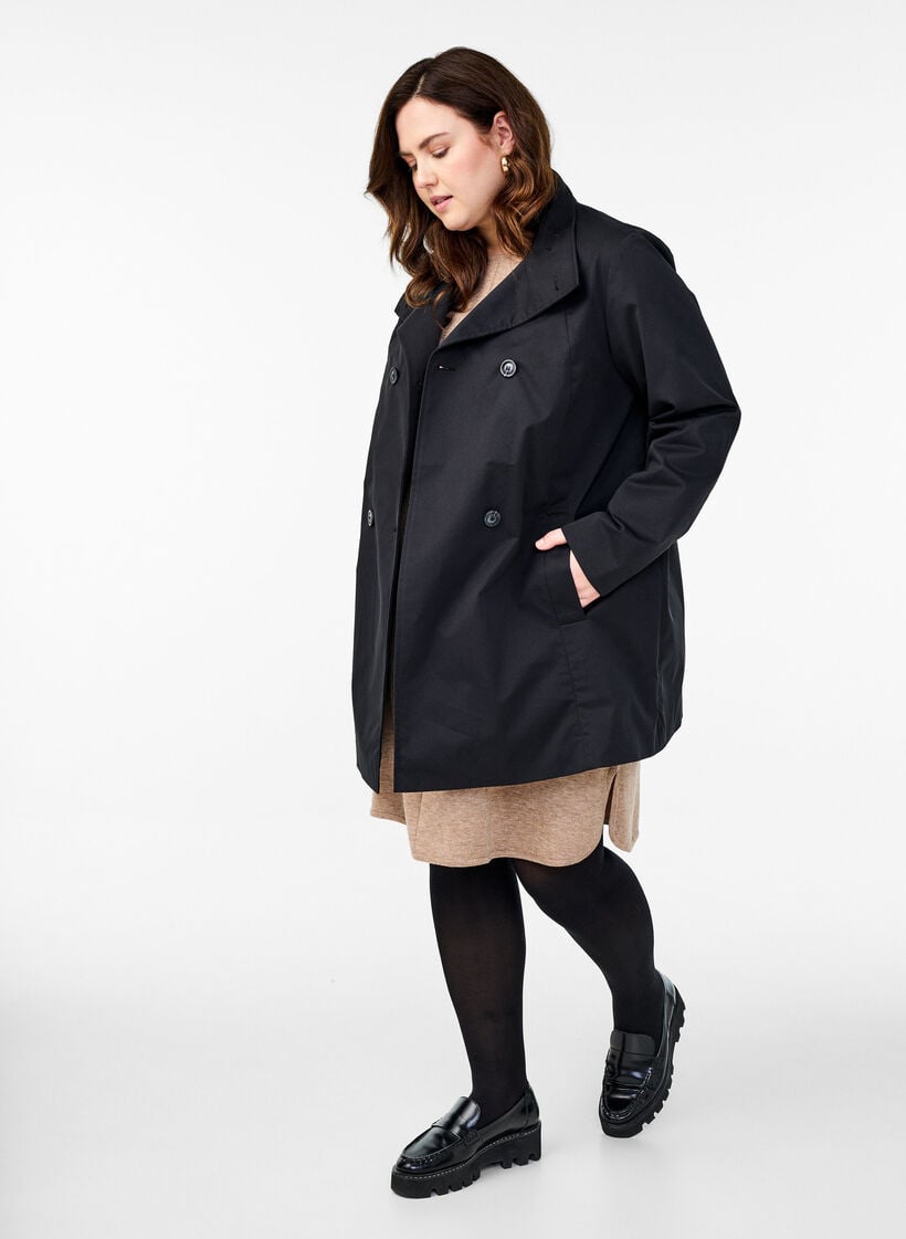 Water-repellent spring jacket with an A-line cut, Black, Model image number 1