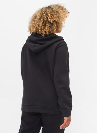Sweater cardigan with hood and pockets, Black, Model image number 1