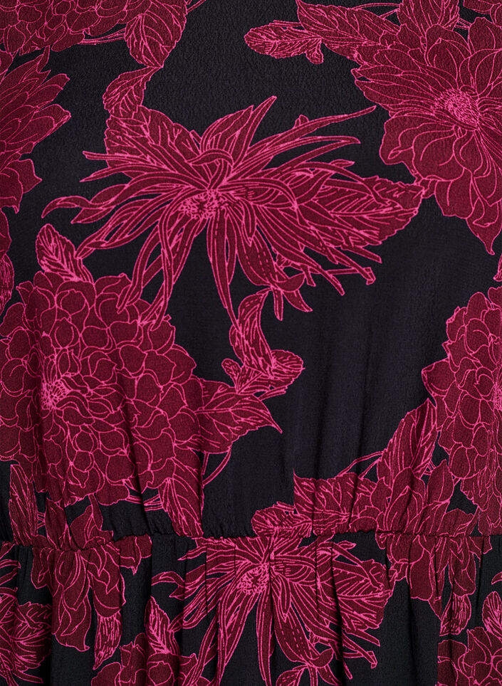 Viscose dress with print and long sleeves, Dark Bordeaux, Packshot image number 2