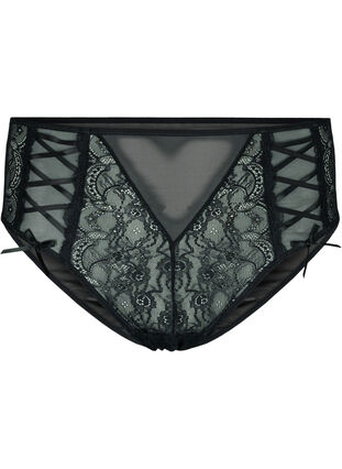 Tai brief with mesh and lace, Black, Packshot image number 0