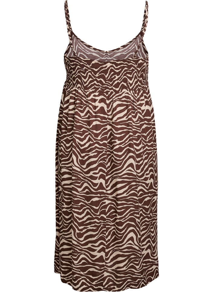 Midi strap dress with a smocked back, Brown, Packshot image number 1