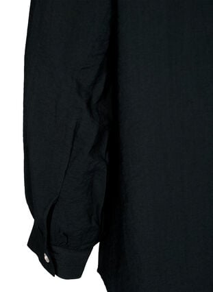 Viscose shirt blouse with ruffles, Black, Packshot image number 3