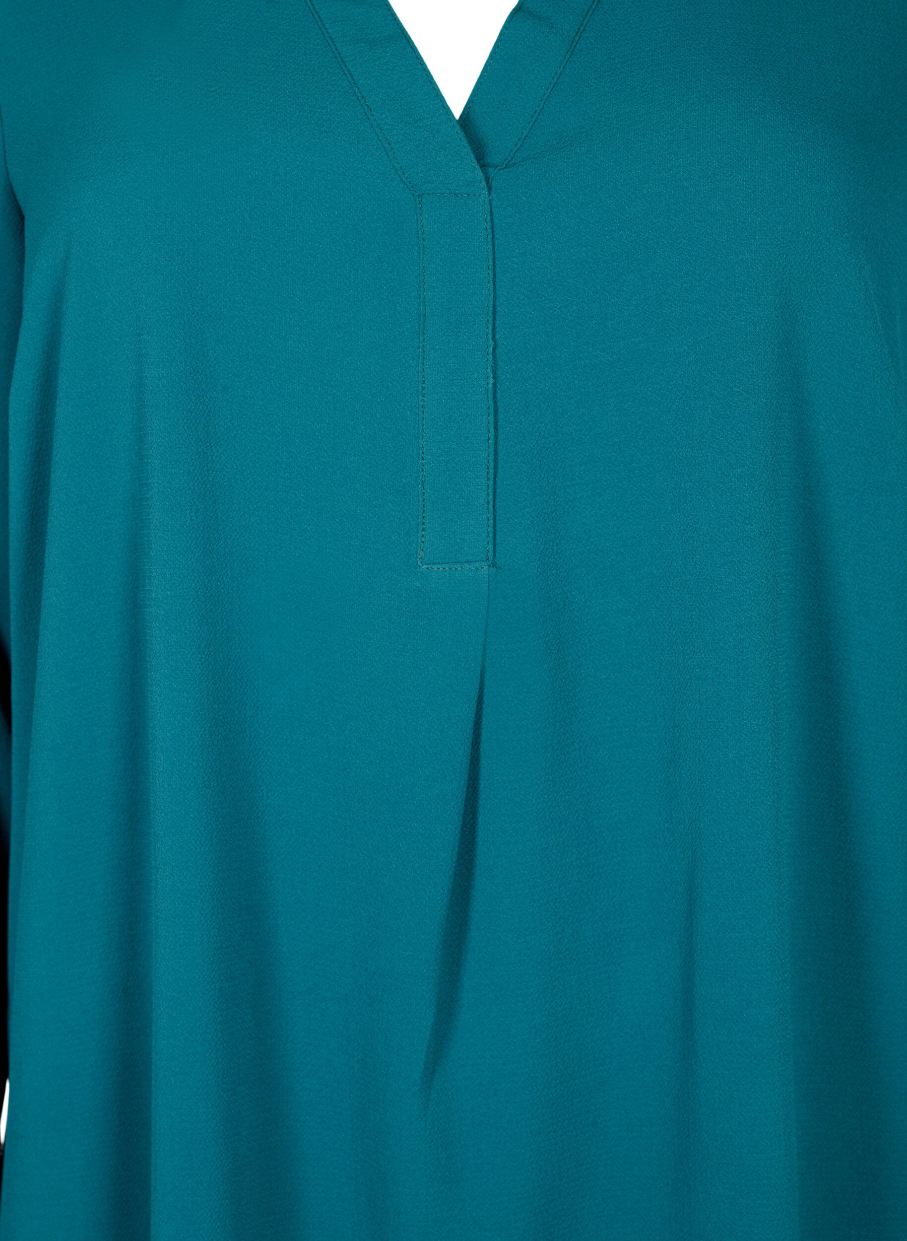 Zizzifashion Long-sleeved V-neck dress, Deep Teal, Packshot image number 2