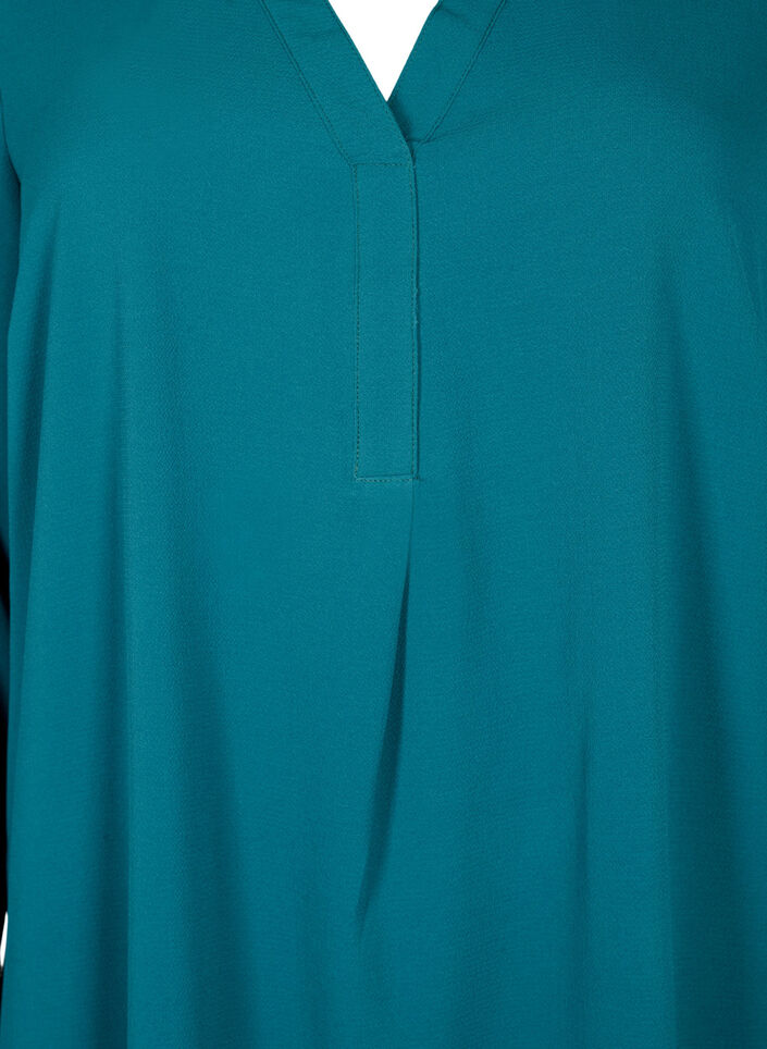 Long-sleeved V-neck dress, Deep Teal, Packshot image number 2