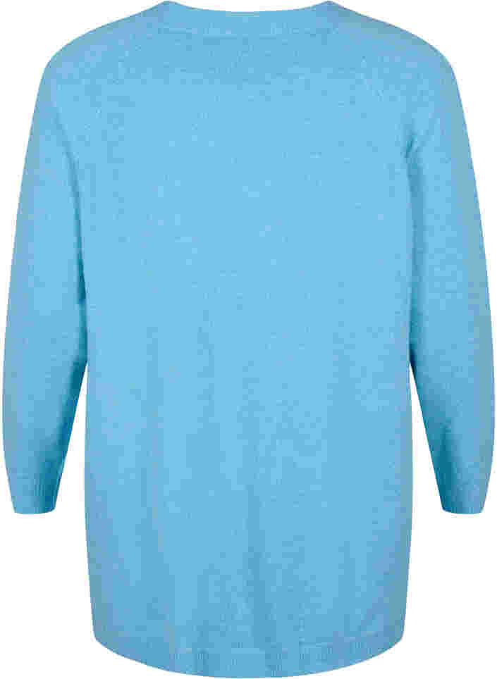 Marled knitted sweater with button details, River Blue WhiteMel., Packshot image number 1