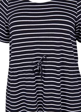 Midi dress in cotton with short sleeves, Black Stripe, Packshot image number 2