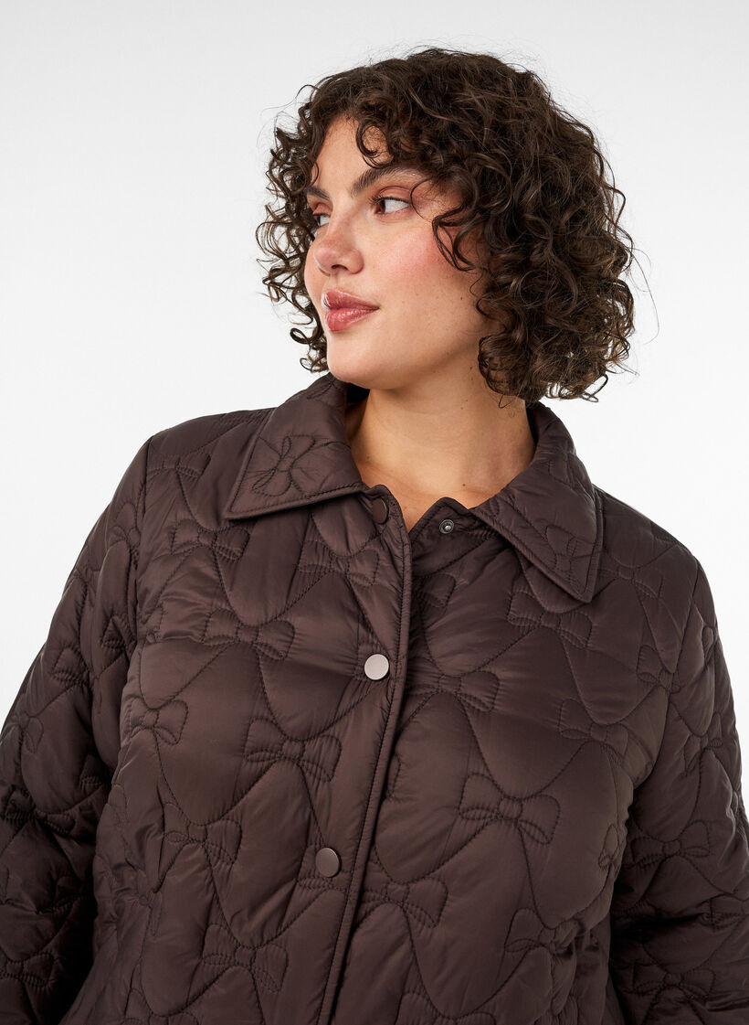 Lightly padded jacket with decorative quilting, Brown, Model