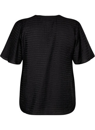 Lyocell shirt blouse with texture, Black, Packshot image number 1
