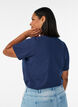 Organic cotton T-shirt with eyelet embroidery, Blue, Model image number 2